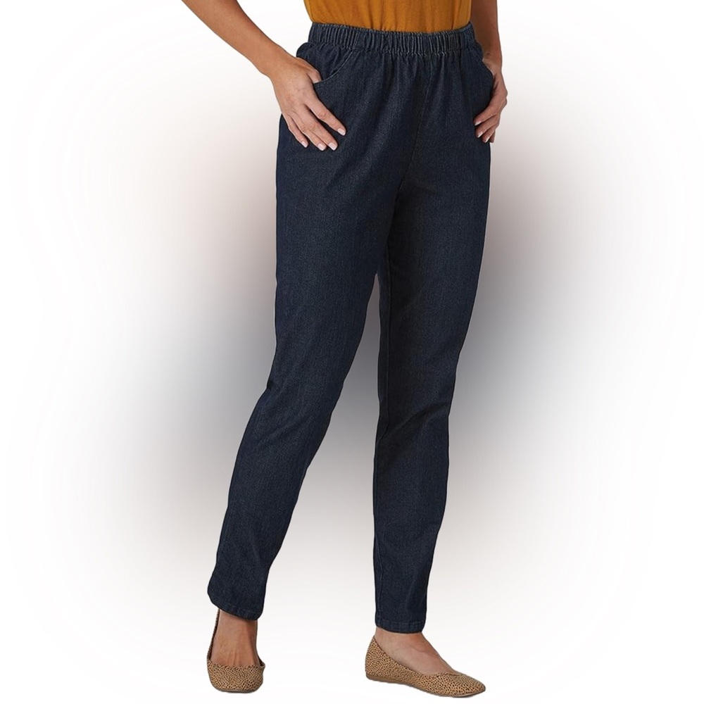 NWT 💙 Chic Comfort Collection Misses Stretch Cotton Pull-On Denim Pants, 16P